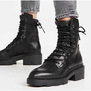 Ash Black Combat Lace-Up Boots